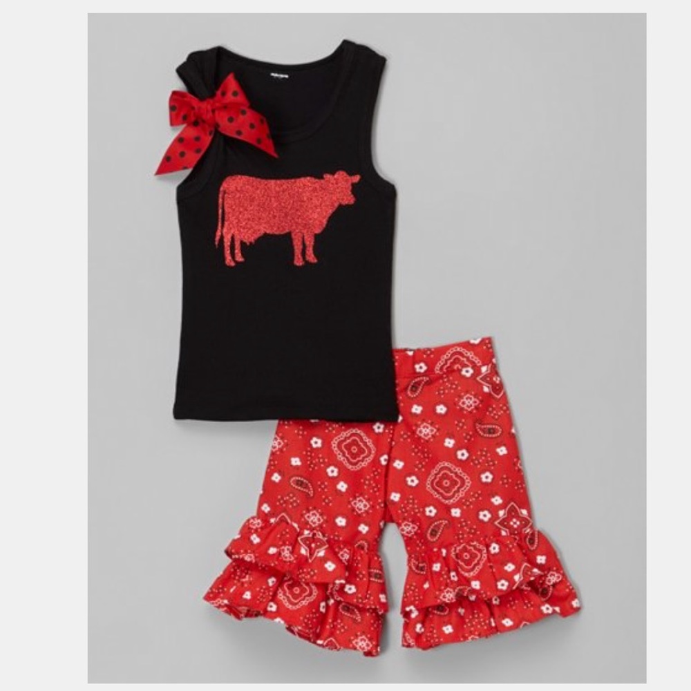 ▪️Now Now Red Cow Tank and Pants Set - Picture 1 of 3
